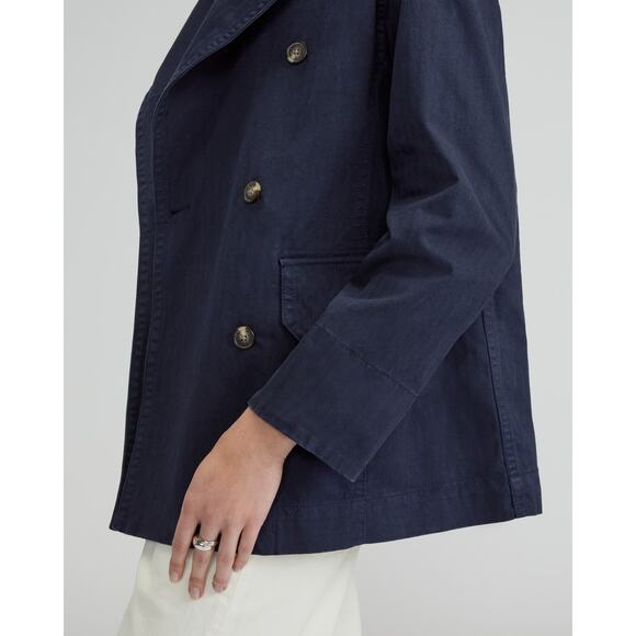 Everlane The Organic Cotton Herringbone Jacket Navy Women XXS NWT Rigid Denim - Picture 3 of 16